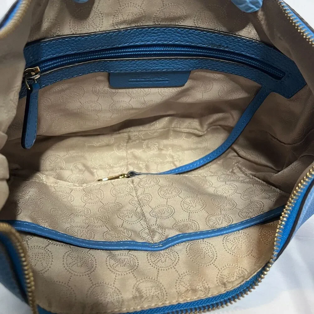 Michael Kors Rhea Heritage Blue Crescent Hobo Crossbody Bag